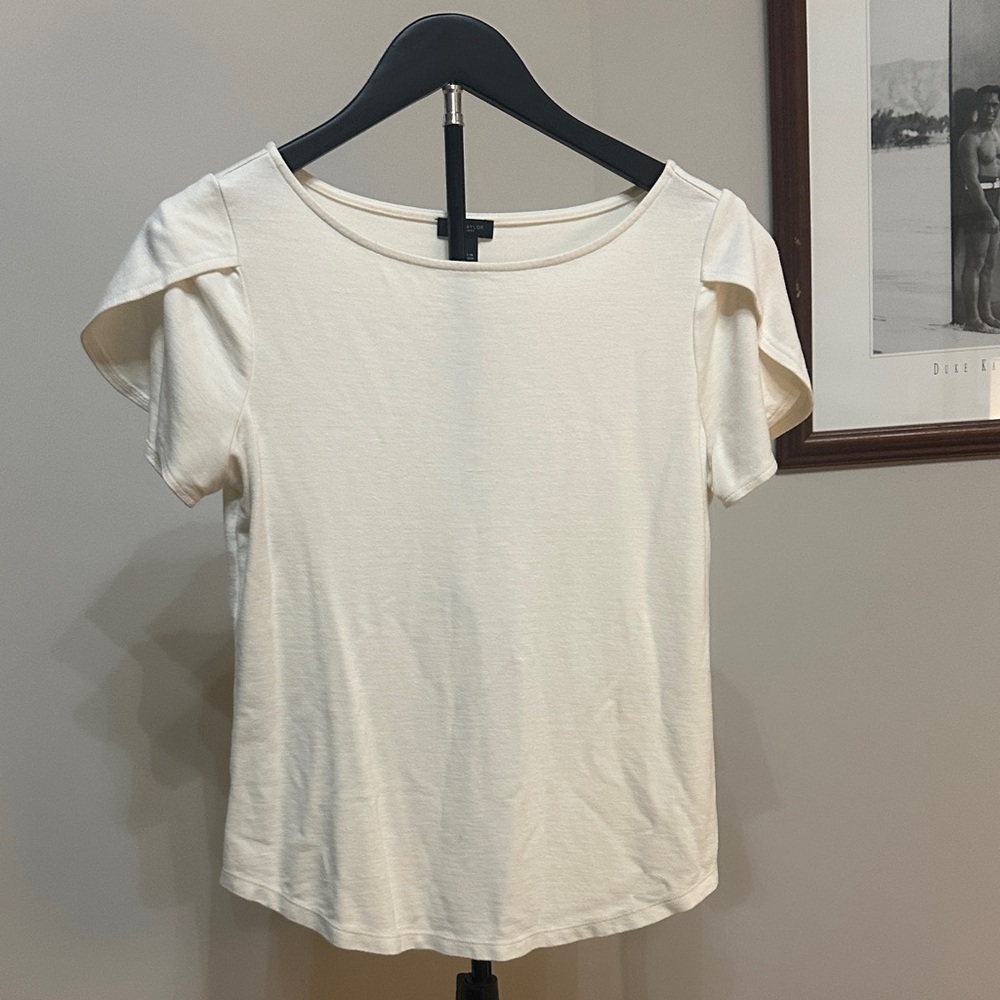 Ann Taylor Cream Short Sleeve Top